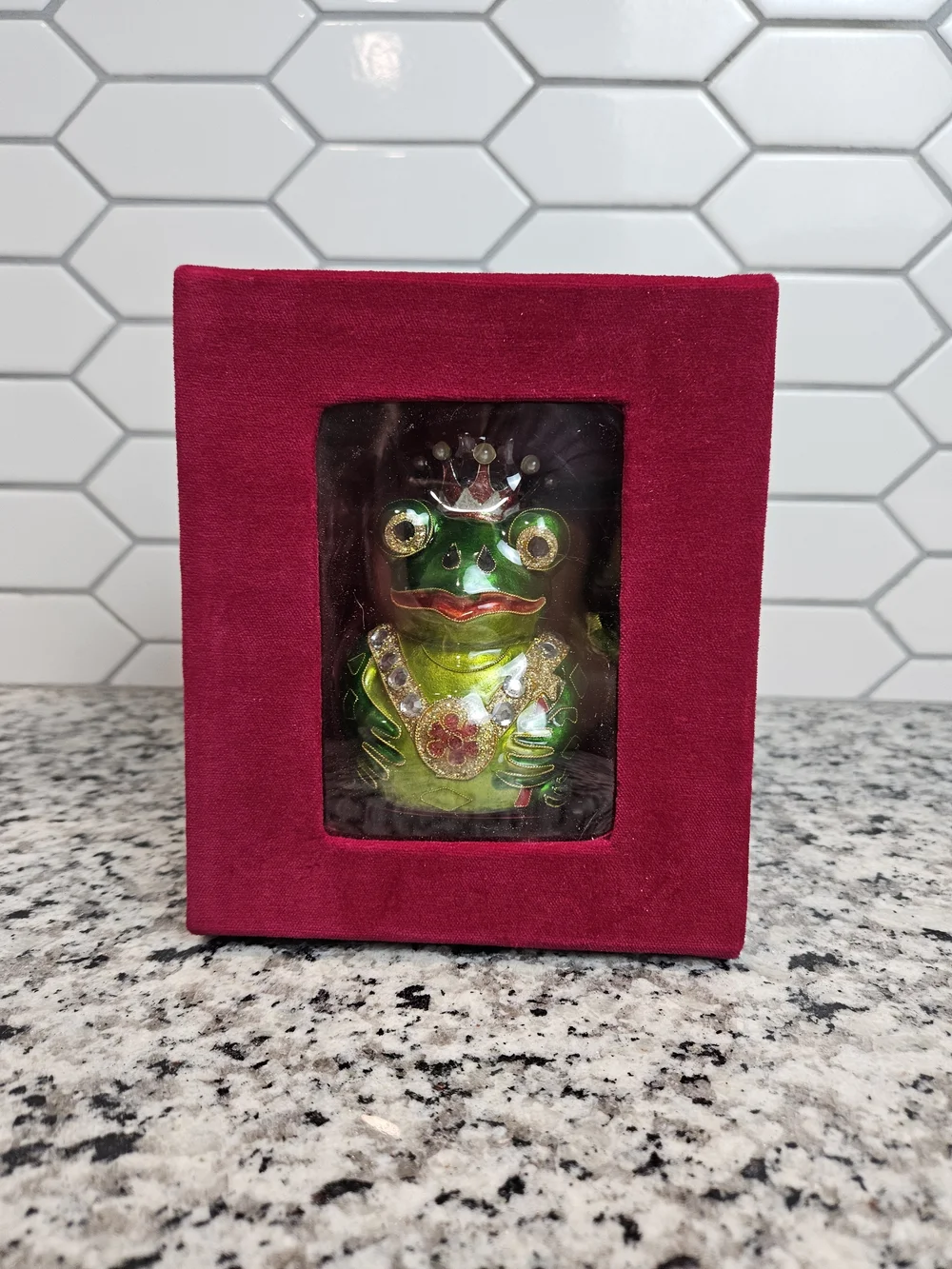 Green Jeweled Frog Cloisonné King Ornament by Dillard's